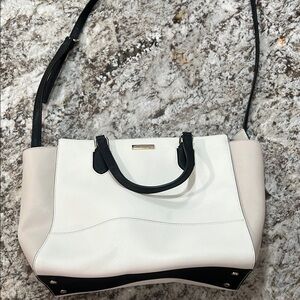 Kate Spade White, Beige and Black Tote Bag with Contrast Handles